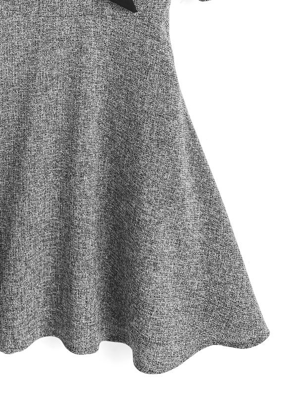 ボウタイ付きツイードミニワンピース