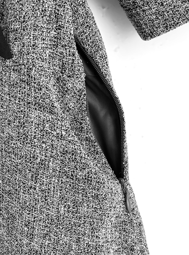 ボウタイ付きツイードミニワンピース