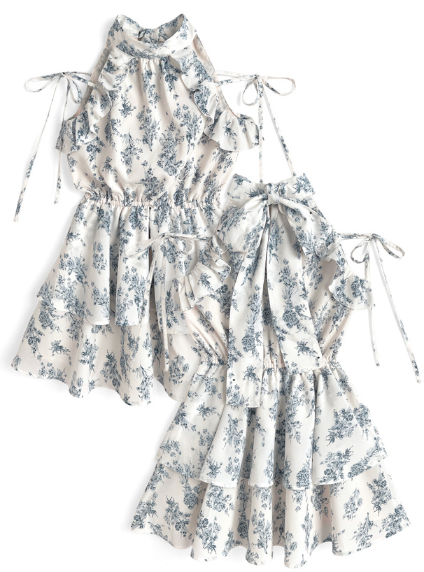 花柄アメスリティアードミニワンピース