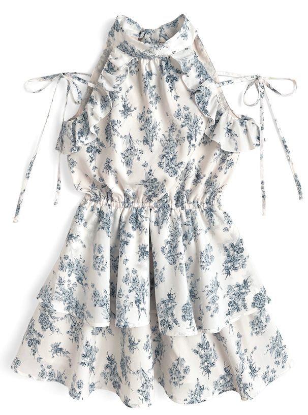 花柄アメスリティアードミニワンピース