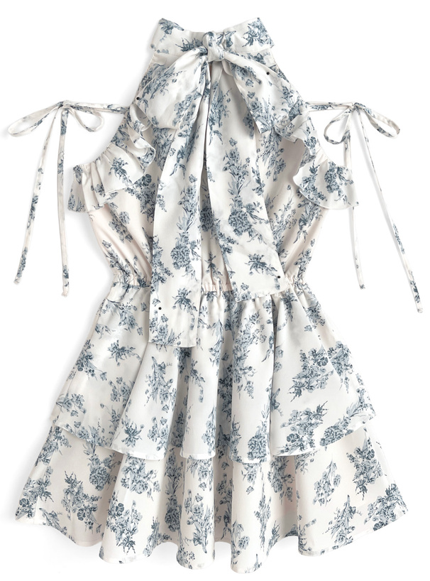 花柄アメスリティアードミニワンピース