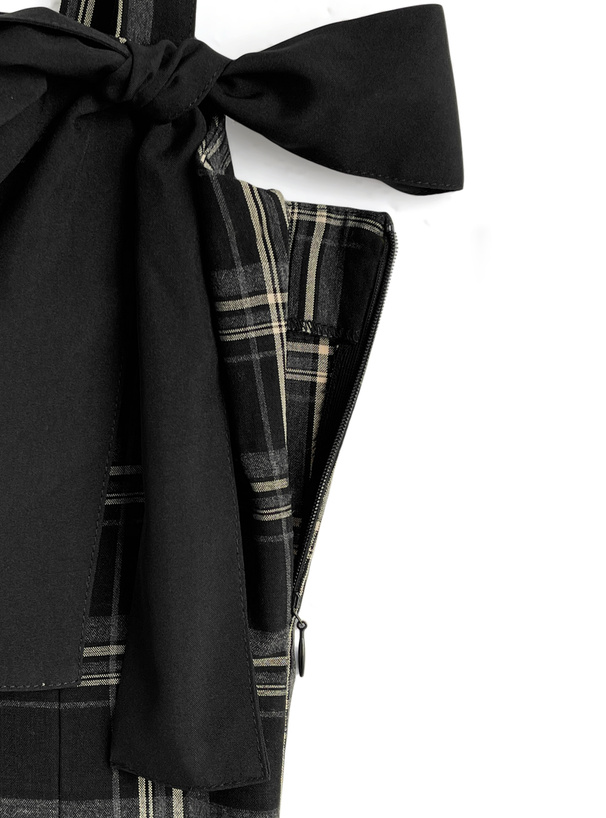 チェック柄ダブルリボンキャミソールワンピース