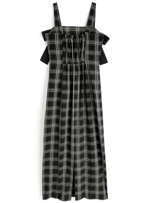 チェック柄ダブルリボンキャミソールワンピース