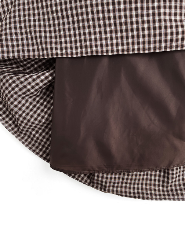 チェック柄シャツデザインキャミソールワンピース