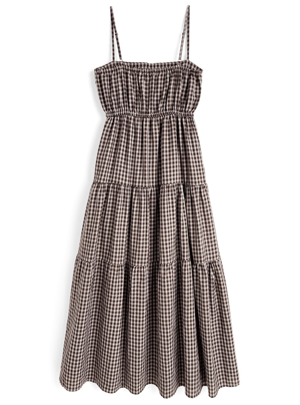 チェック柄シャツデザインキャミソールワンピース