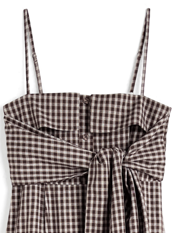 チェック柄シャツデザインキャミソールワンピース