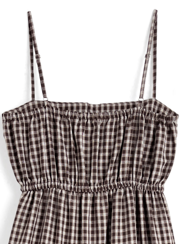 チェック柄シャツデザインキャミソールワンピース