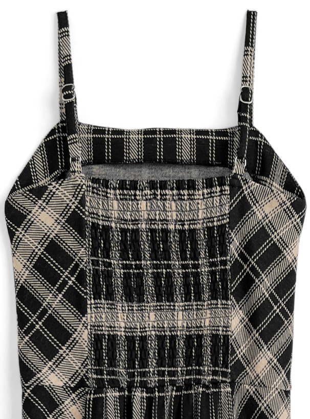 チェック柄マーメイドスリットキャミソールワンピース