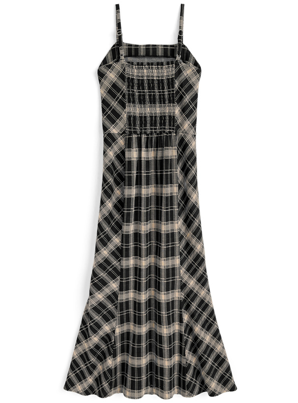 チェック柄マーメイドスリットキャミソールワンピース