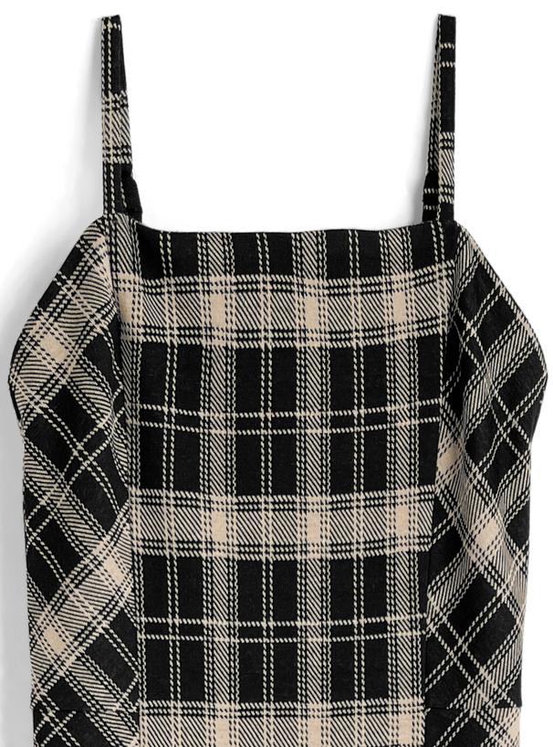 チェック柄マーメイドスリットキャミソールワンピース