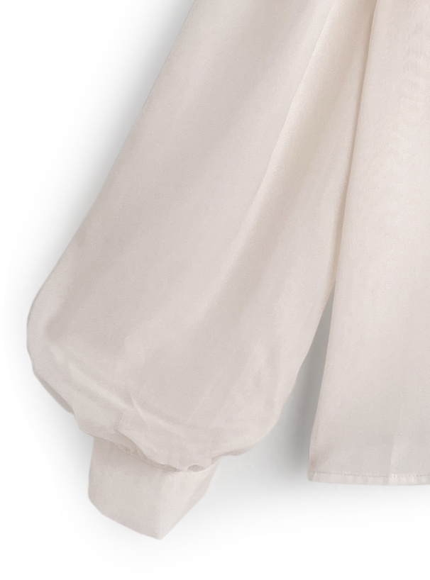 リボン付きシアーブラウス