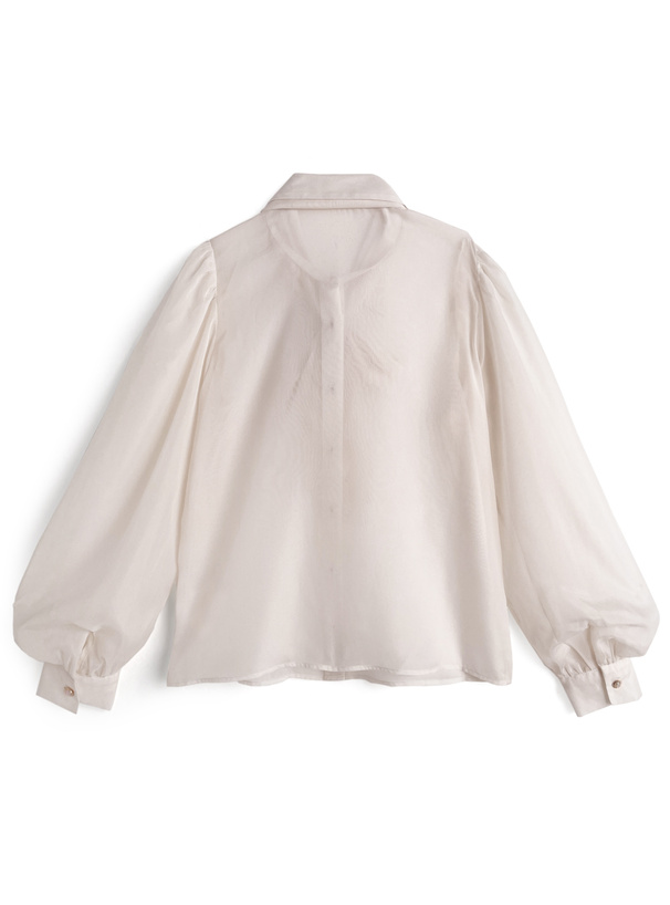 リボン付きシアーブラウス