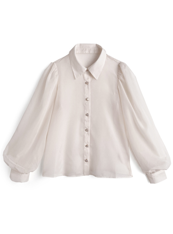 リボン付きシアーブラウス