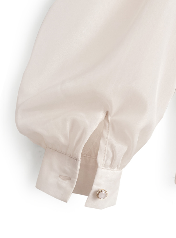 リボン付きシアーブラウス