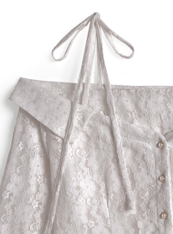 ショルダーリボンオフショルレーストップス