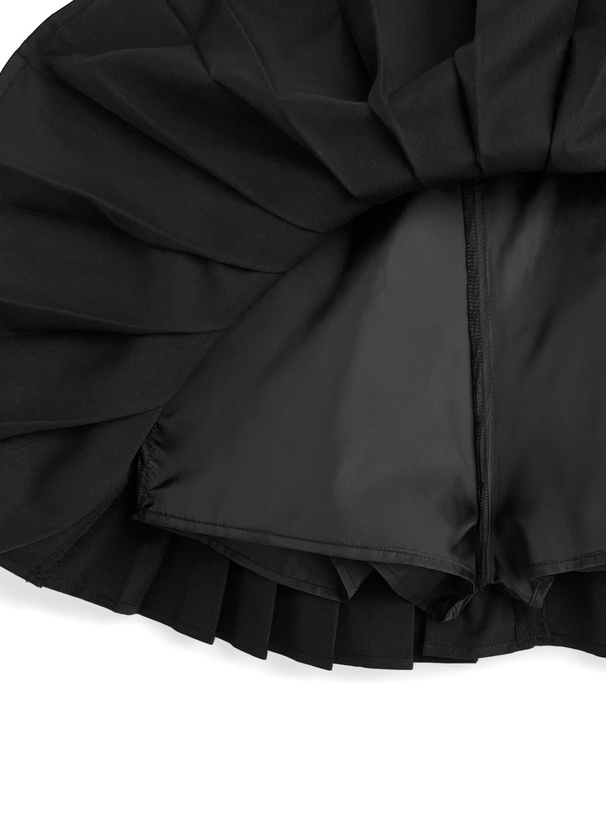 インパン裏地付プリーツティアードミニスカート