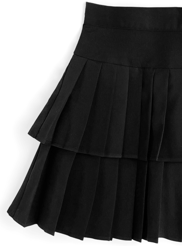インパン裏地付プリーツティアードミニスカート
