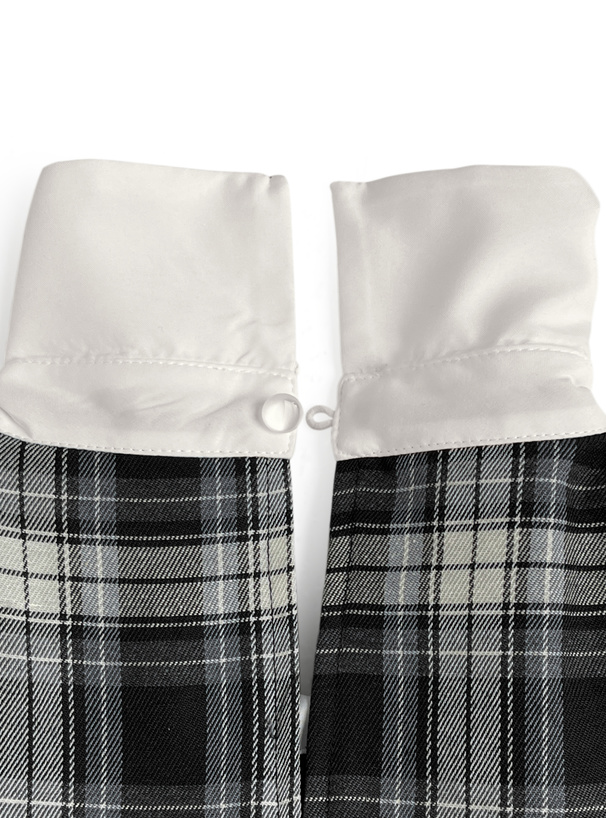 ボウタイ付きチェック柄ノースリーブミニワンピース