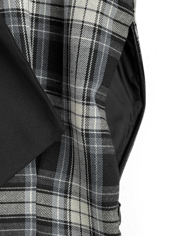 ボウタイ付きチェック柄ノースリーブミニワンピース