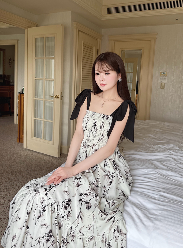 花柄ショルダーリボンワンピース[tg955] | レディースファッション通販