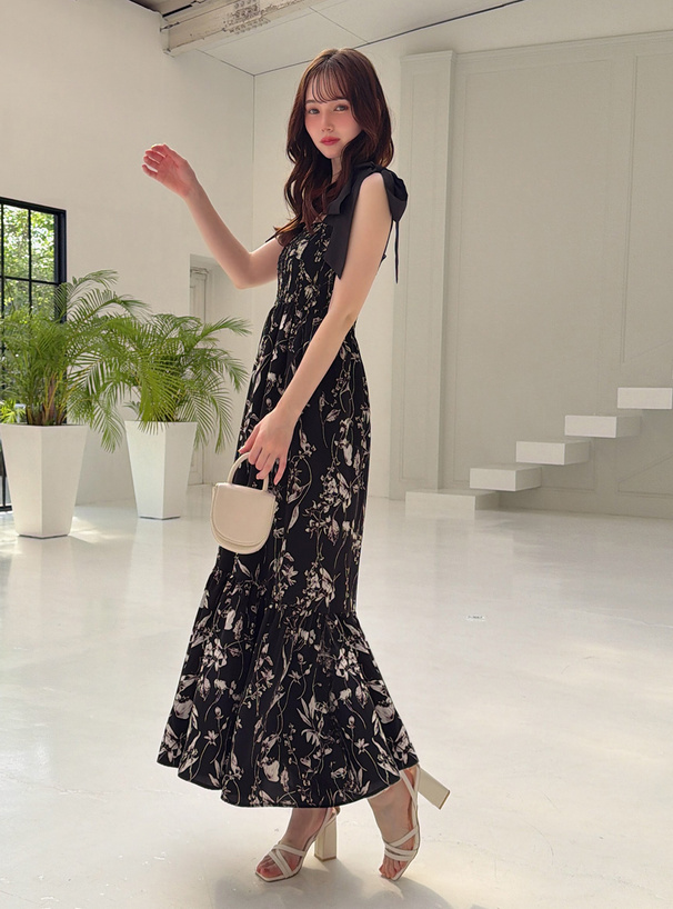 花柄ショルダーリボンワンピース[tg955] | レディースファッション通販