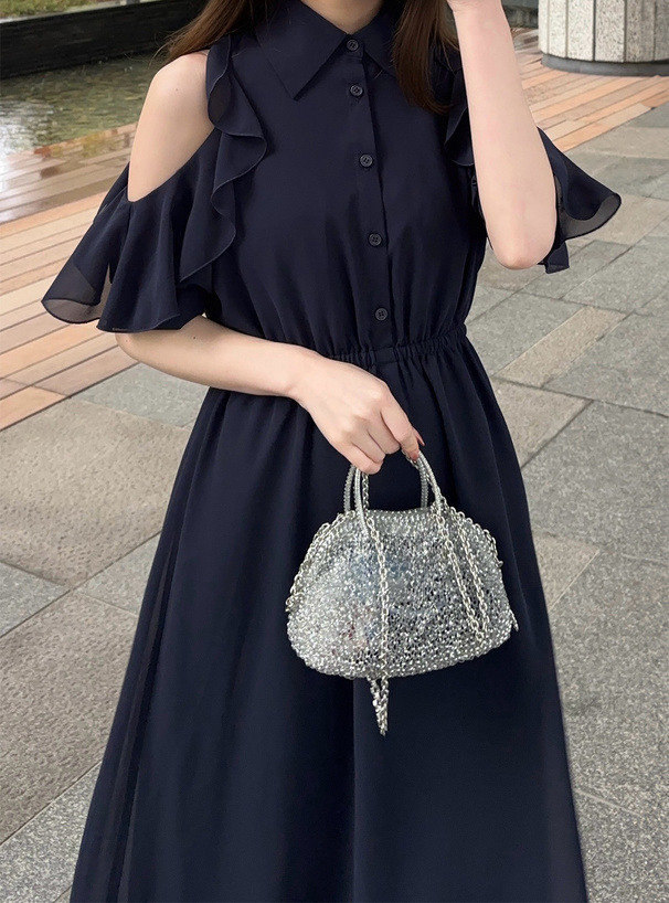 ショルダーオープンフリルワンピース