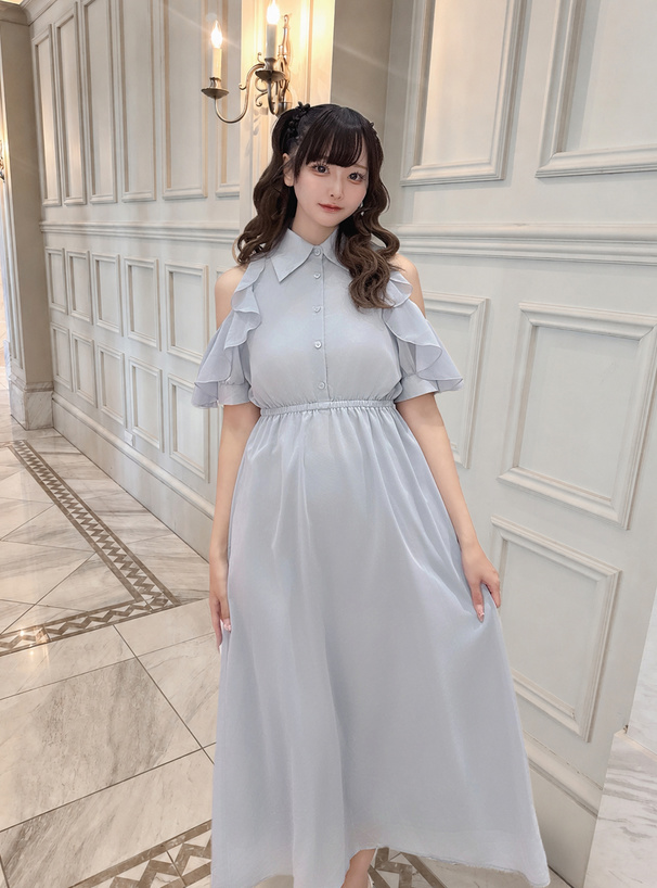 ショルダーオープンフリルワンピース[tg956] | レディースファッション