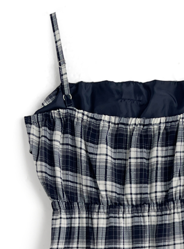 チェック柄ビッグリボンキャミソールワンピース