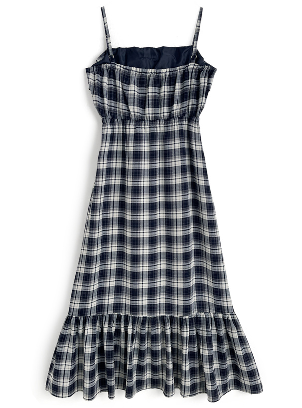 チェック柄ビッグリボンキャミソールワンピース