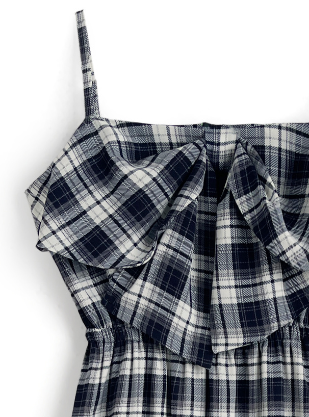 チェック柄ビッグリボンキャミソールワンピース