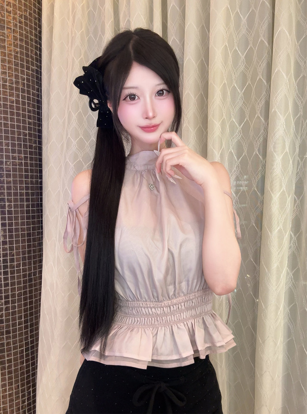 シアーアメスリフリルリボントップス