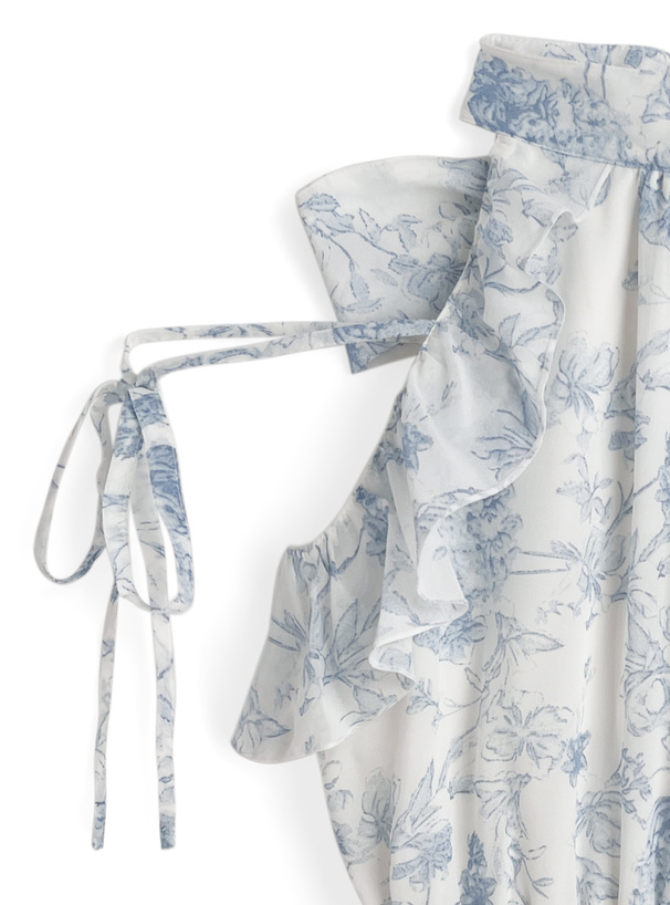 花柄シアーアメスリフリルリボントップス