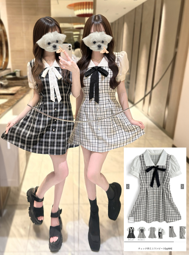 チェック柄ミニワンピース