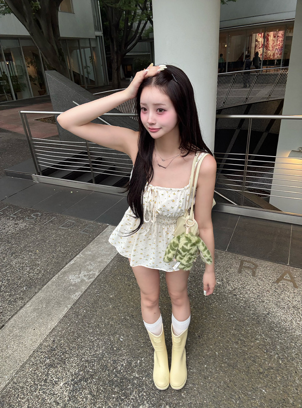 2Way小花柄リボンキャミソールトップス