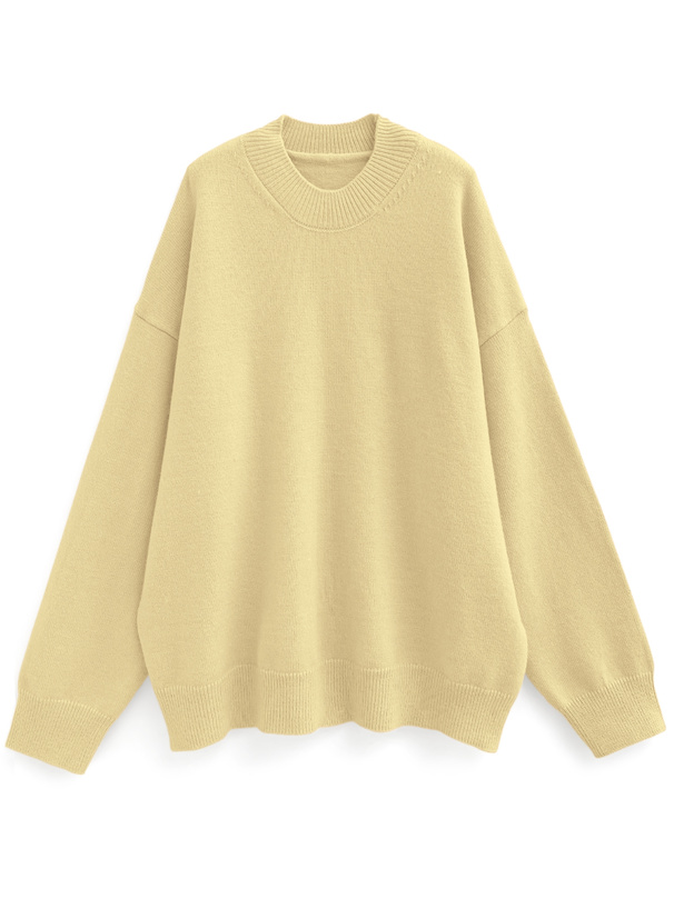 ラウンドネックオーバーニットトップス