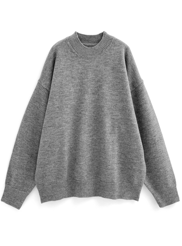 ラウンドネックオーバーニットトップス