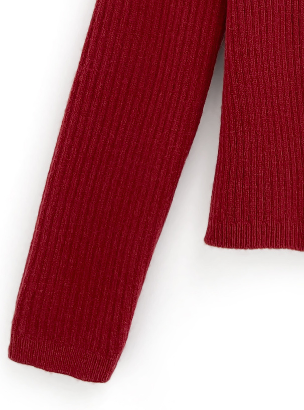 ワンショルダーリボンリブニットトップス