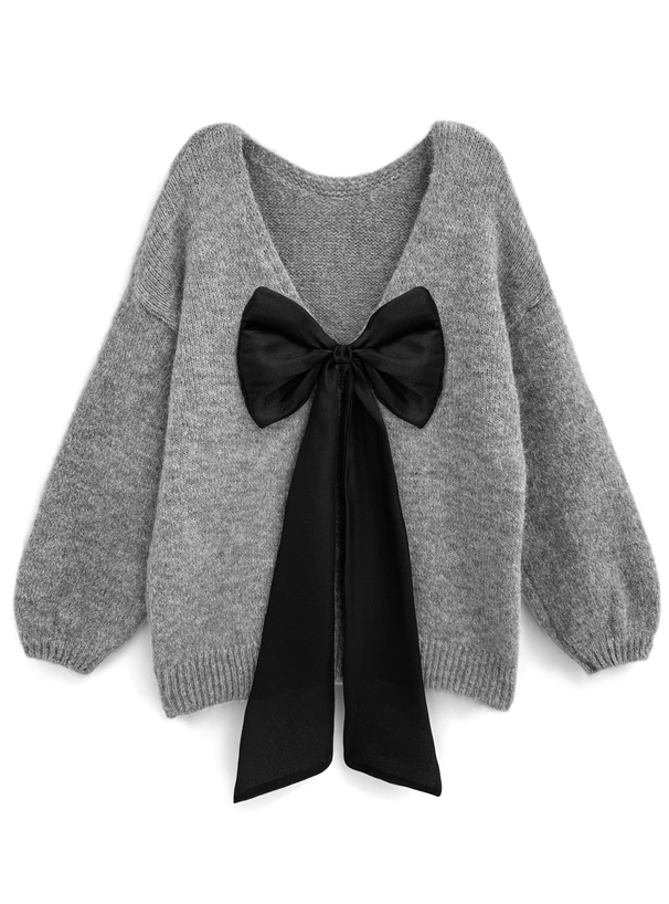 バックオープンリボンニットトップス