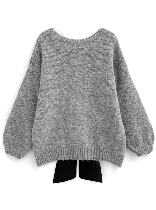 バックオープンリボンニットトップス