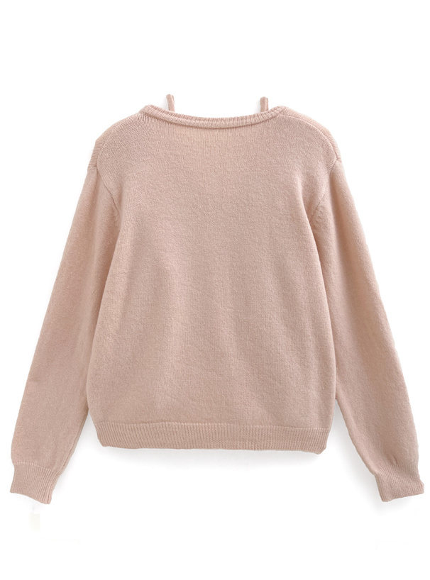 カーディガン×レースキャミソールニットアンサンブル