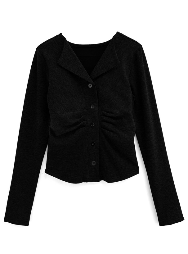 オープンカラーフロントギャザートップス