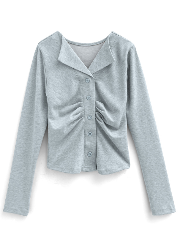 オープンカラーフロントギャザートップス