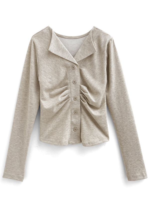 トップス K オープンカラーフロントギャザートップス[th009] | レディース