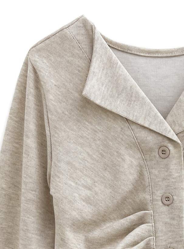 オープンカラーフロントギャザートップス