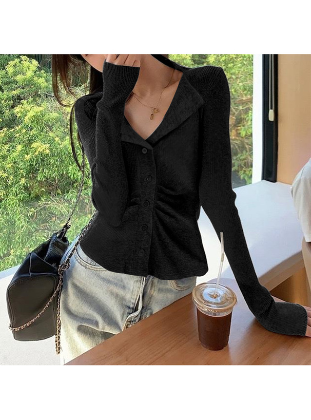 オープンカラーフロントギャザートップス