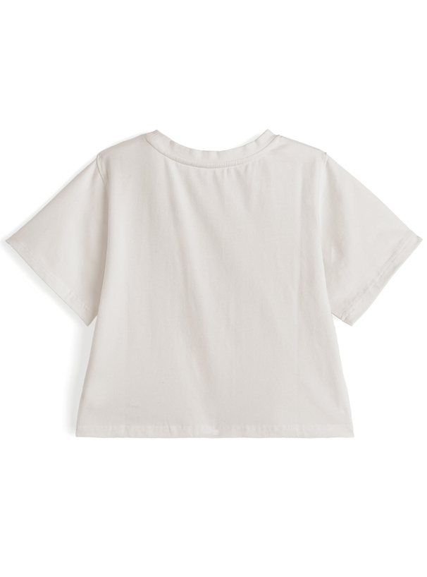 ハートロゴプリントショート丈Tシャツ