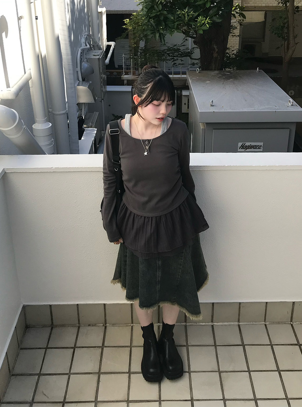 レイヤード風ティアードフリルチュニック