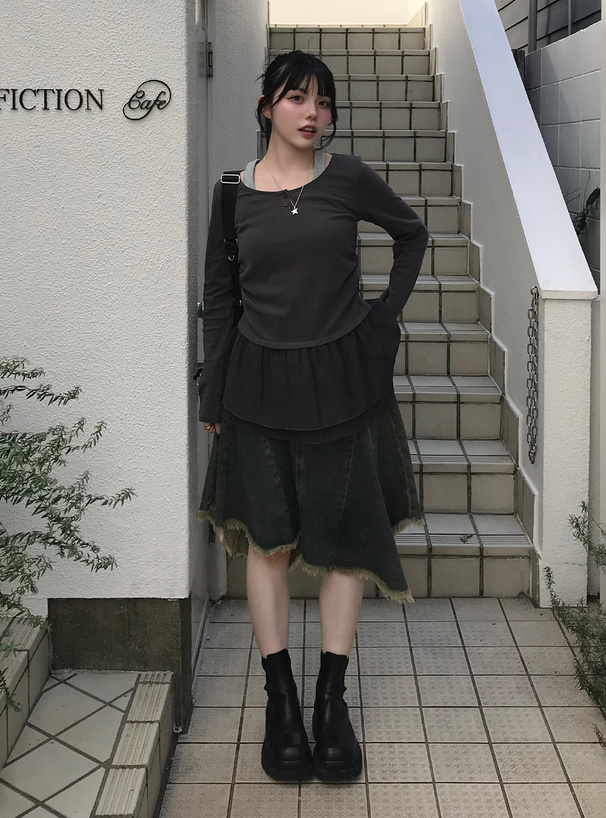 レイヤード風ティアードフリルチュニック