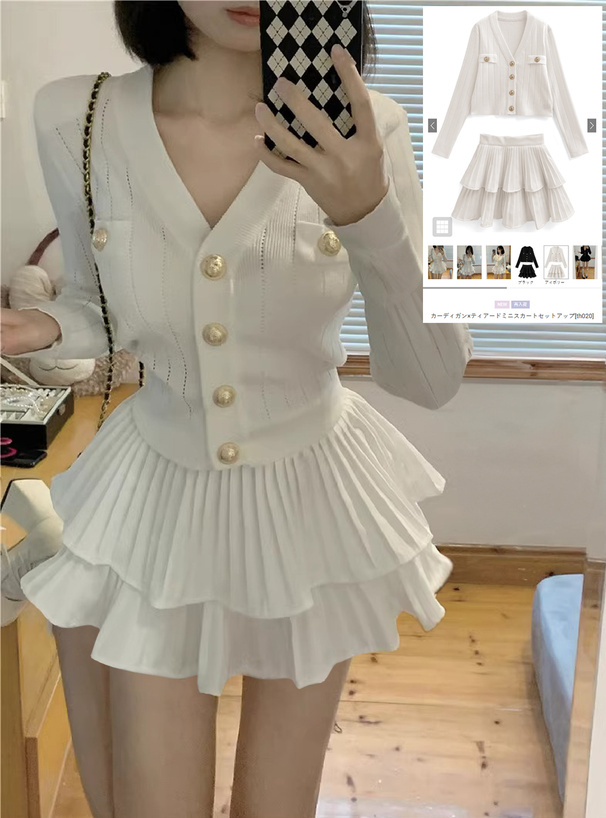 カーディガン×ティアードミニスカートセットアップ[th020