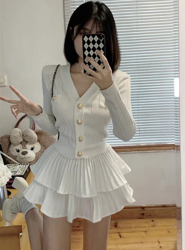 カーディガン×ティアードミニスカートセットアップ[th020